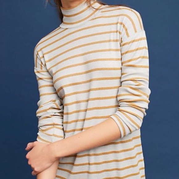 Anthropologie Tops - Anthropologie metallic stripes long turtleneck XS
